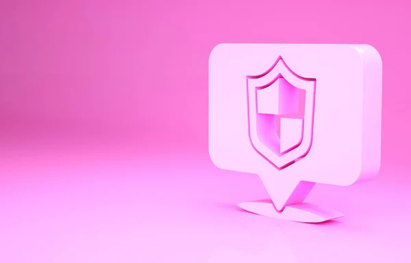 Roze Locatie schild pictogram geïsoleerd op roze achtergrond. Verzekeringsconcept. Bewakingsteken. Beveiliging, veiligheid, bescherming, privacy concept. Minimalisme concept. 3d illustratie 3D renderen — Stockfoto