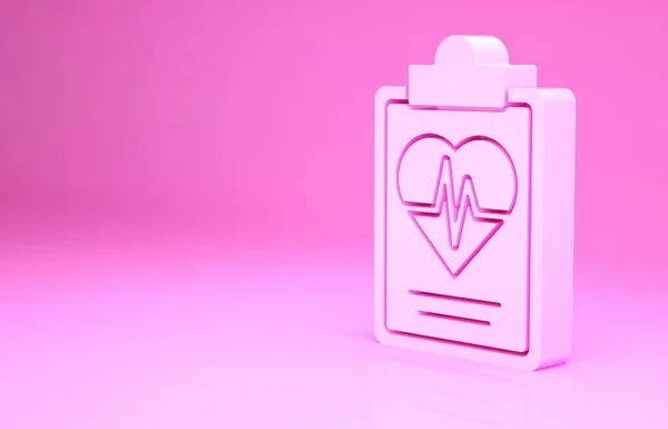 Ícone de seguro de saúde rosa isolado no fundo rosa. Protecção do paciente. Segurança, segurança, proteção, proteger o conceito. Conceito de minimalismo. 3D ilustração 3D render — Fotografia de Stock