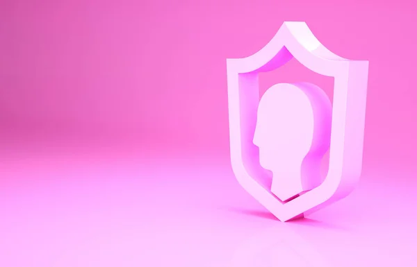 Pink Life verzekering met schild pictogram geïsoleerd op roze achtergrond. Beveiliging, veiligheid, bescherming, bescherming concept. Minimalisme concept. 3d illustratie 3D renderen — Stockfoto