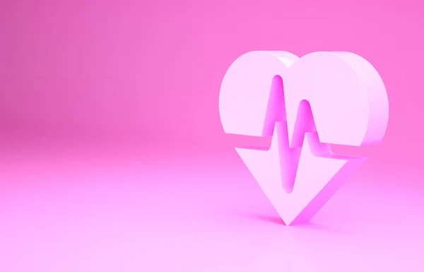 粉色健康保险图标孤立在粉色背景。病人保护。安保、安全、保护、保护概念。最低纲领的概念。3D渲染3D插图 — 图库照片