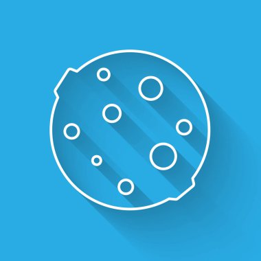 Beyaz çizgi Ay simgesi uzun gölgeli izole edilmiş. Vektör İllüstrasyonu.