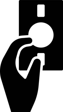 Siyah El para ikonunu beyaz arka planda tutuyor. Dolar ya da USD sembolü. Nakit bankacılık tabelası. Vektör İllüstrasyonu.