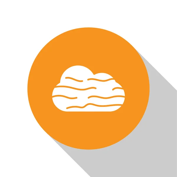 White Fog Cloud Icon Isolated White Background Orange Circle Button — Stock Vector