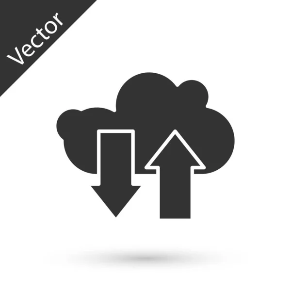 Grey Cloud Download Upload Ícone Isolado Fundo Branco Ilustração Vetorial — Vetor de Stock