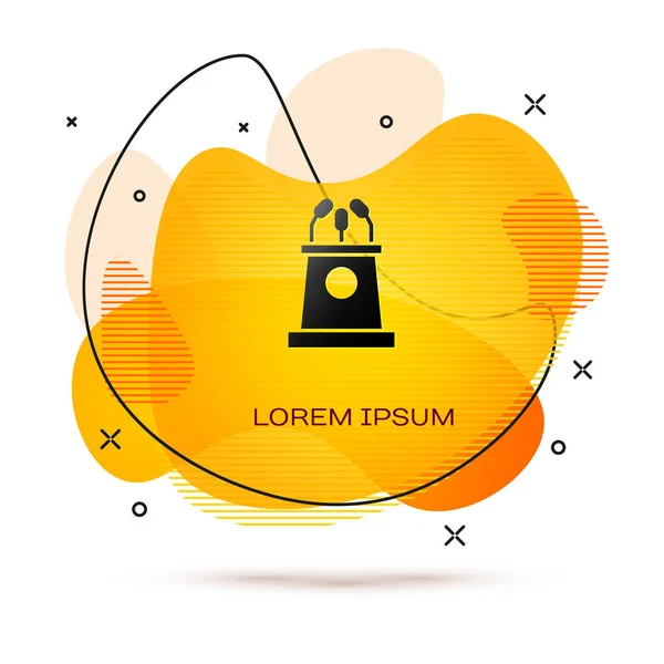 Soporte Black Stage Debate Podium Rostrum Icono Aislado Sobre Fondo — Vector de stock