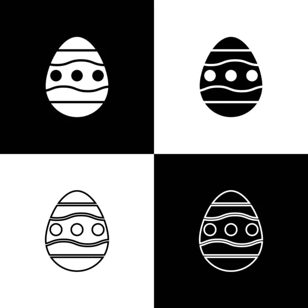 Setzen Sie Osterei Symbol Isoliert Auf Schwarzem Und Weißem Hintergrund — Stockvektor