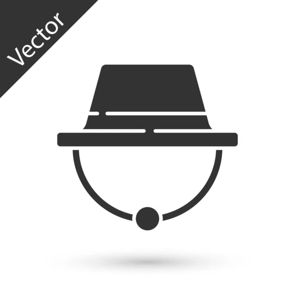 Sombrero Camping Gris Icono Aislado Sobre Fondo Blanco Sombrero Playa — Vector de stock