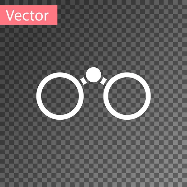 Bílý Binokulár Ikona Izolované Průhledném Pozadí Najdi Softwarové Znamení Symbol — Stockový vektor
