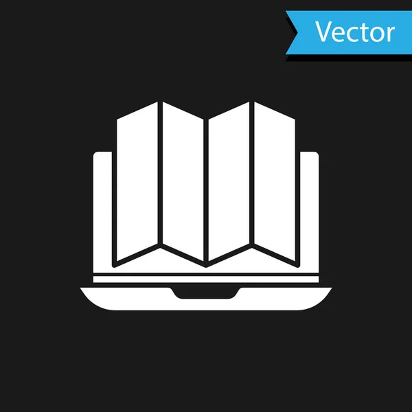 Ubicación Blanca Del Bosque Mapa Icono Del Portátil Aislado Sobre — Vector de stock