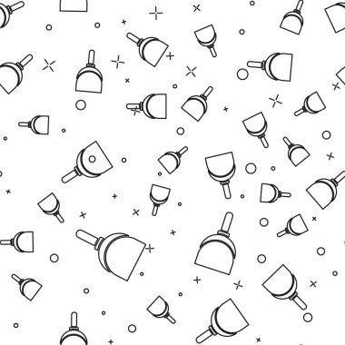 Siyah çizgi faraş simgesi beyaz arkaplanda izole edilmiş pürüzsüz desen. Temizlik işleri. Vektör İllüstrasyonu.