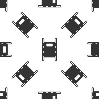 Gri Sedye simgesi beyaz arka planda izole edilmiş kusursuz desen. Hastanenin tıbbi sedyesi. Vektör İllüstrasyonu.