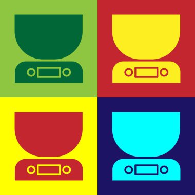 Pop Art Elektronik Ölçek simgesi renk arkaplanında izole edildi. Ağırlık ölçüm aletleri. Vektör İllüstrasyonu.