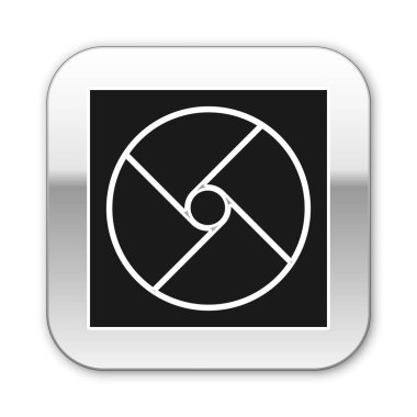 Beyaz arkaplanda siyah havalandırma simgesi izole edildi. Gümüş kare düğme. Vektör İllüstrasyonu.