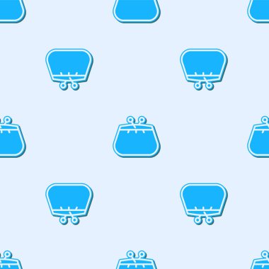 Mavi çizgili Cüzdan simgesi gri arka planda kusursuz desen izole etti. Çanta ikonu. Nakit tasarruf sembolü. Vektör İllüstrasyonu.