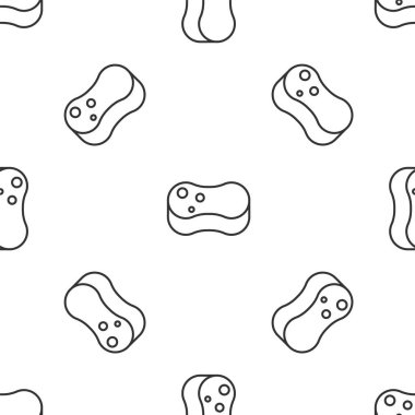 Gri çizgi Sünger ikonu beyaz arka planda kusursuz desen izole etti. Bulaşık yıkamak için bir tutam Bast. Temizlik hizmeti konsepti. Vektör İllüstrasyonu.