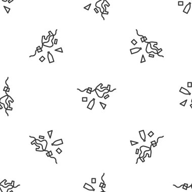 Gri çizgi, okyanus ikonunun kirliliği sorunu beyaz arka planda izole edilmiş, pürüzsüz bir desen. Çöpler, plastikler, denizdeki poşetler. Vektör İllüstrasyonu.