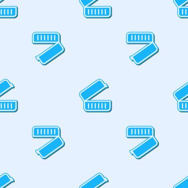 Mavi çizgi beslenme kutusu simgesi gri arkaplanda kusursuz desen izole etti. Vektör İllüstrasyonu.