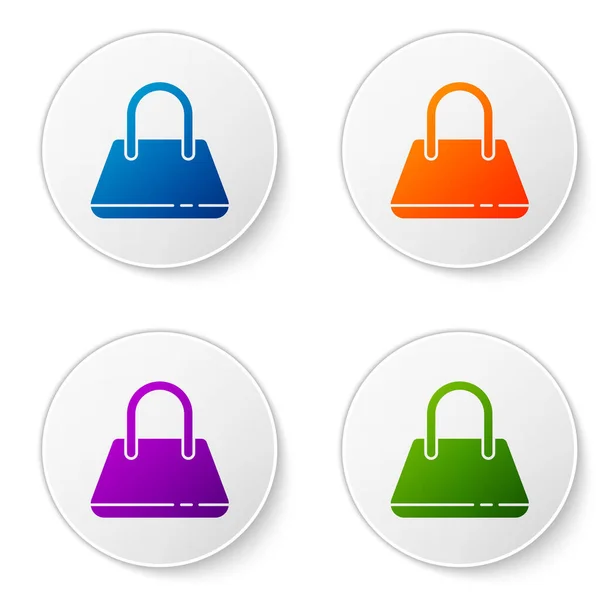 Farbe Handtasche Symbol Isoliert Auf Weißem Hintergrund Weibliches Handtaschenschild Glamour — Stockvektor