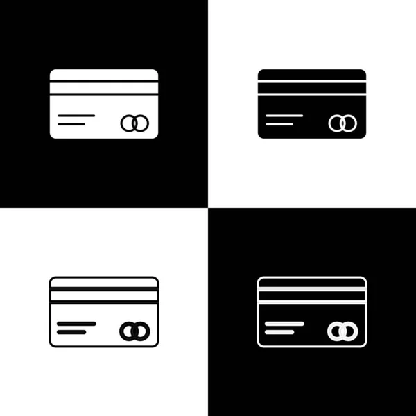 Set Credit Card Icon Isolated Black White Background Online Payment — Stock Vector