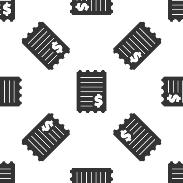 Grey Paper Check Financial Check Icon Απομονωμένη Αδιάλειπτη Μοτίβο Λευκό — Διανυσματικό Αρχείο