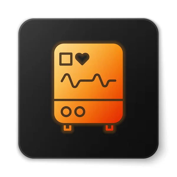 Monitor Neón Brillante Naranja Con Icono Cardiograma Aislado Sobre Fondo — Vector de stock