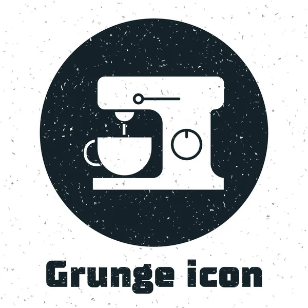 Grunge Electric Mixer Icon Isolated White Background Kitchen Blender Monochrome — Stock Vector