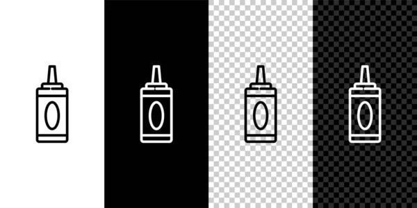 Nastavit Čáru Láhev Šamponu Ikony Izolované Černobílém Pozadí Vektorová Ilustrace — Stockový vektor