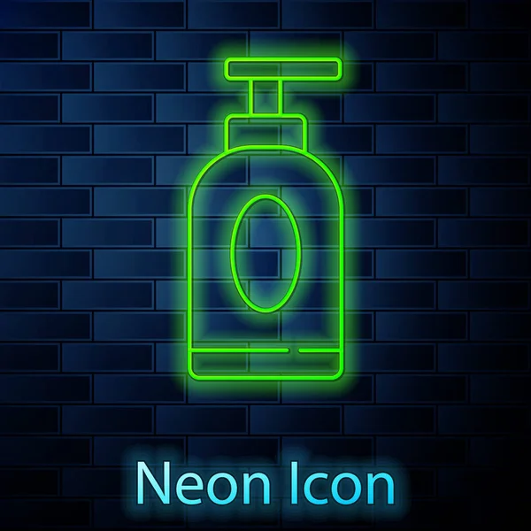 Linea Neon Luminoso Crema Lozione Icona Tubo Cosmetico Isolato Sfondo — Vettoriale Stock