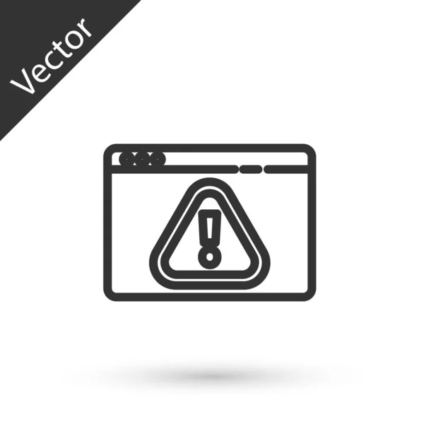 Navegador Línea Gris Con Icono Signo Exclamación Aislado Sobre Fondo — Vector de stock