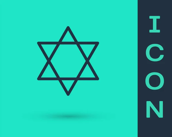 Svart Linje Star David Ikonen Isolerad Grön Bakgrund Judisk Religionssymbol — Stock vektor