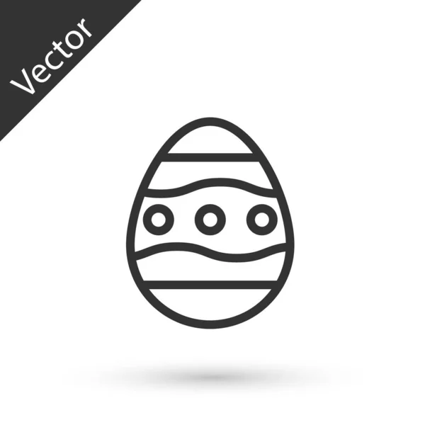 Icono Huevo Pascua Línea Gris Aislado Sobre Fondo Blanco Feliz — Vector de stock