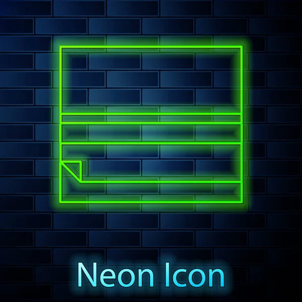 Zářící Neonová Čára Ikona Válcovaného Papíru Izolovaná Pozadí Cihlové Stěny — Stockový vektor