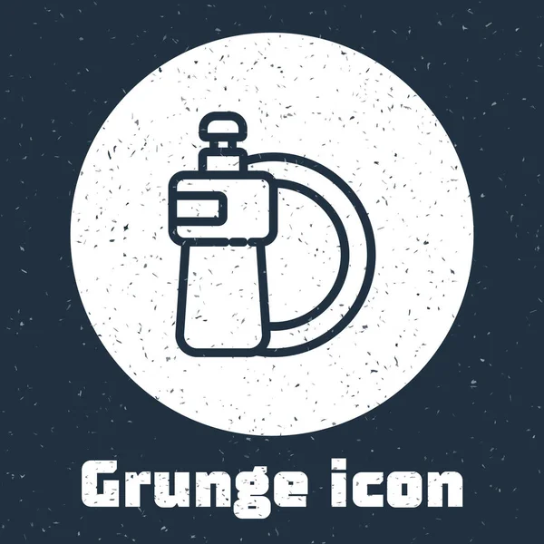 Grunge Line Dishwashing Liquid Bottle Plate Icon Isolated Grey Background — Stock Vector