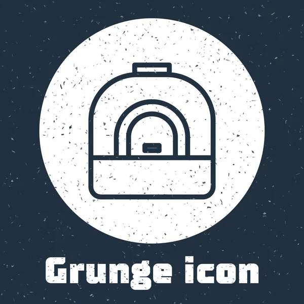 Línea Grunge Icono Del Horno Aislado Sobre Fondo Gris Letrero — Vector de stock