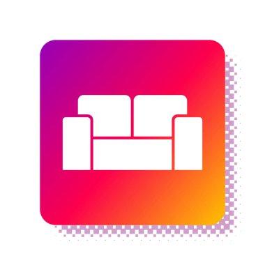 Beyaz Kanepe simgesi beyaz arkaplanda izole edildi. Kare renk düğmesi. Vektör.