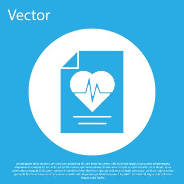 Mavi sağlık sigortası ikonu mavi arka planda izole edildi. Hasta koruması. Güvenlik, güvenlik, koruma, konsept koruma. Beyaz daire düğmesi. Vektör..
