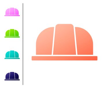 Coral Worker güvenlik başlığı simgesi beyaz arka planda izole edildi. Sigorta konsepti. Güvenlik, güvenlik, koruma, konsept koruma. Renk simgelerini ayarla. Vektör..