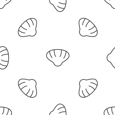 Gri çizgi deniz kabuğu simgesi beyaz arka planda izole edilmiş. Deniz kabuğu işareti. Vektör..