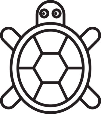 Siyah çizgi kaplumbağa simgesi beyaz arkaplanda izole edildi. Vektör..