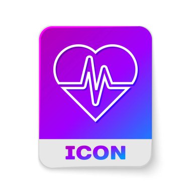 Beyaz çizgi sağlık sigortası ikonu beyaz arka planda izole edildi. Hasta koruması. Güvenlik, güvenlik, koruma, konsept koruma. Dikdörtgen renk düğmesi. Vektör..