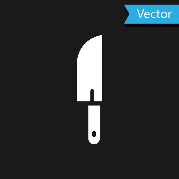 White Knife Icon Isolated Black Background Cutlery Symbol Vector — Stock Vector