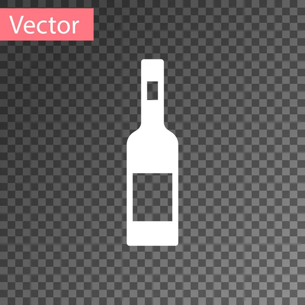 White Glass Bottle Vodka Icon Isolated Transparent Background Vector — Stock Vector