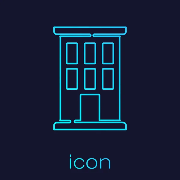 Ligne Turquoise Icône Maison Isolée Sur Fond Bleu Symbole Domestique — Image vectorielle