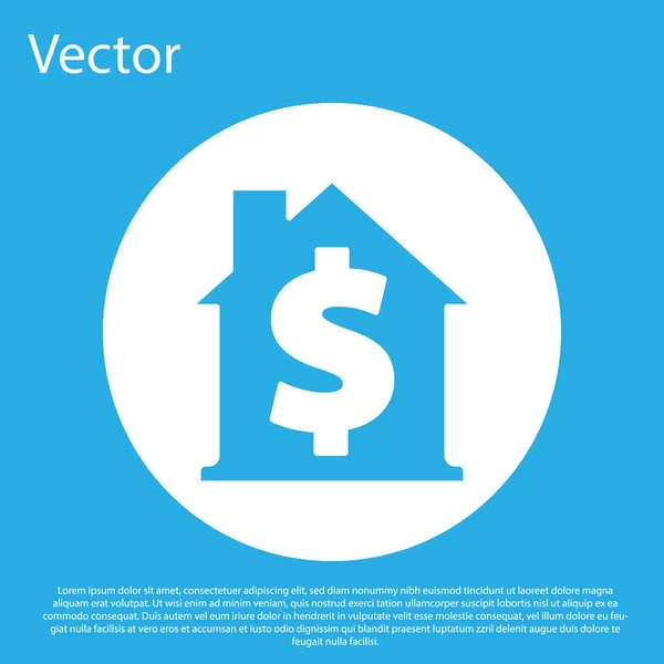Blaues Haus Mit Dollarsymbol Auf Blauem Hintergrund Heimat Und Geld — Stockvektor