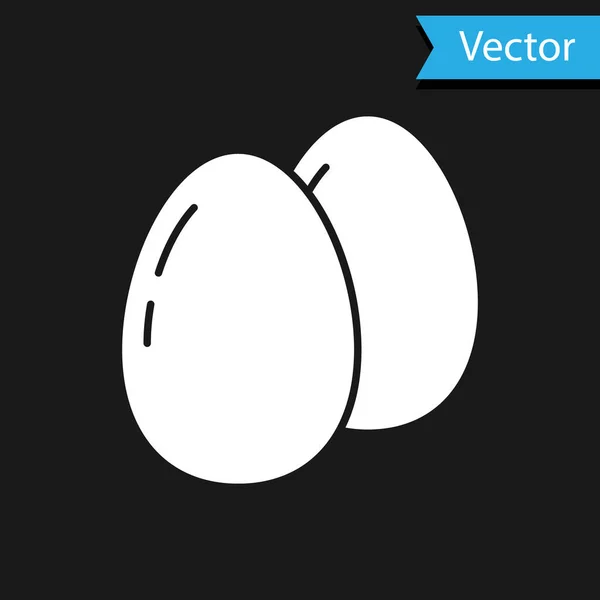 Weißes Hühnerei Symbol Isoliert Auf Schwarzem Hintergrund Vektor — Stockvektor