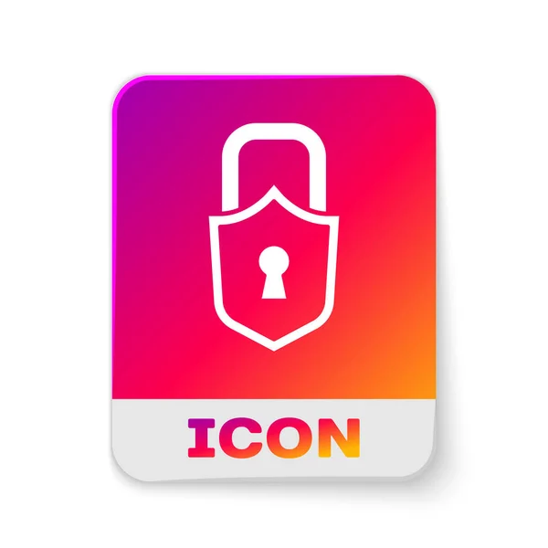 Wit Lock Icoon Geïsoleerd Witte Achtergrond Hangslotteken Beveiliging Veiligheid Bescherming — Stockvector