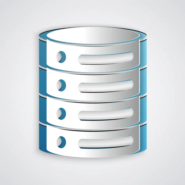 Paper Cut Icona Server Data Web Hosting Isolata Sfondo Grigio — Vettoriale Stock