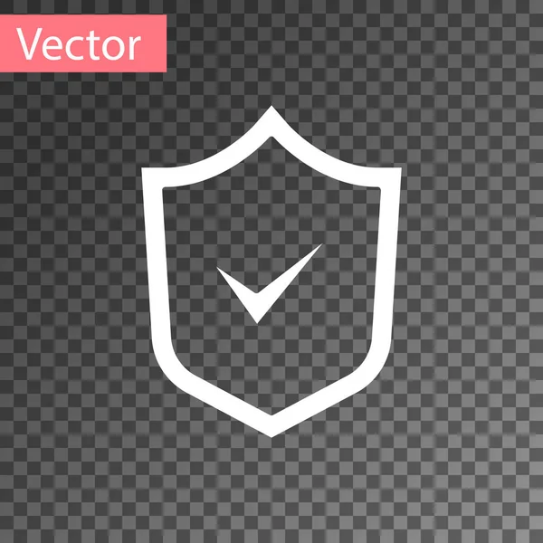 Escudo Blanco Con Icono Marca Verificación Aislado Sobre Fondo Transparente — Vector de stock