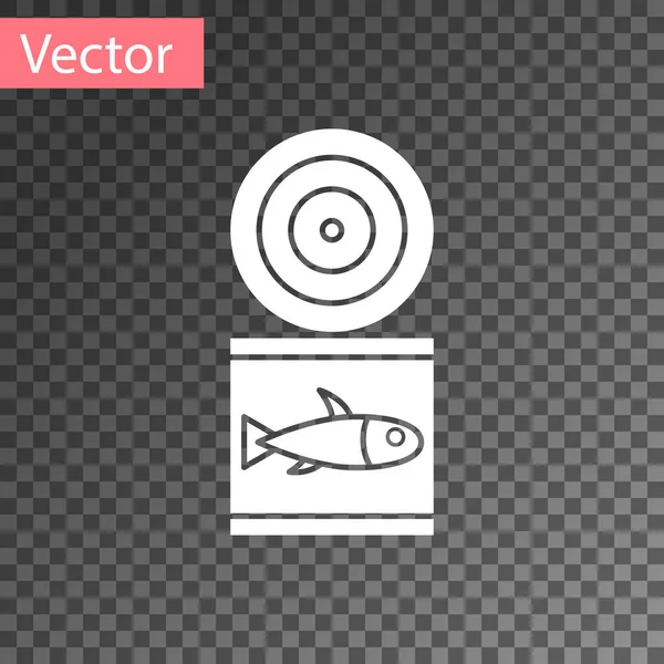 Icono Pescado Enlatado Blanco Aislado Sobre Fondo Transparente Vector — Vector de stock