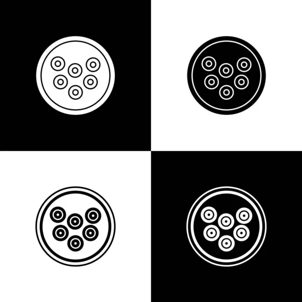 Set Caviar Plate Icon Isolated Black White Background Vector — Stock Vector